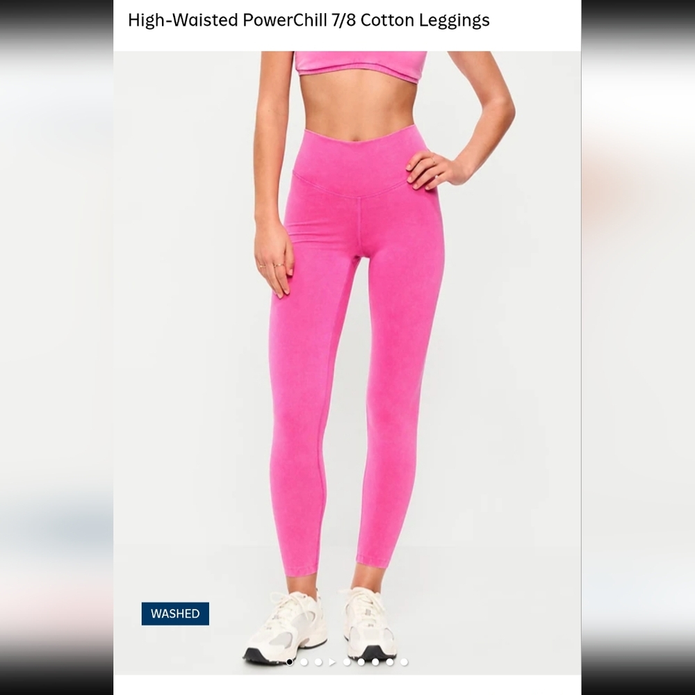 High-Waisted Power Chill 7/8 Pink Cotton Leggings